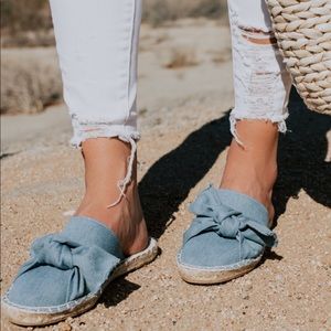 Denim slide on espadrilles